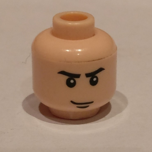 Minifig Head Colonel Hardy / Vern / Cavalry Soldier / Rebel Trooper, Eyebrows, White Pupils and Chin Dimple Print [Hollow Stud]