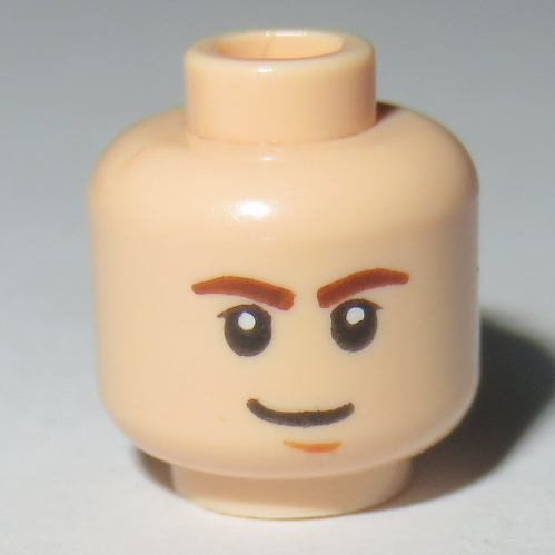 Minifig Head Han Solo, Brown Eyebrows, White Pupils and Brown Chin Dimple Print [Hollow Stud]
