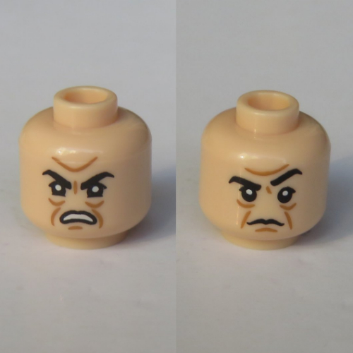 Minifig Head Severus Snape (Boggart), Dual Sided, Open Angry Mouth / Raised Left Eyebrow Print [Hollow Print]