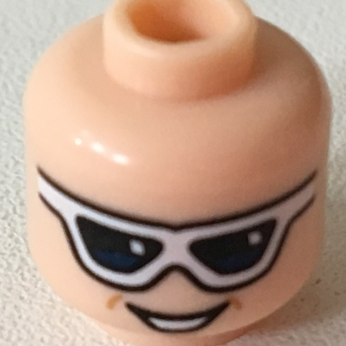 Minifig Head Plastic Man, Sunglasses with Open Mouth Grin