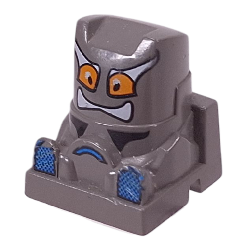 Racer Driver Head, Brick Special 2 x 2 Square, Orange Eyes, White Teeth, Turquoise Feet (Surfer)