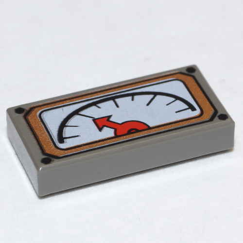 Tile 1 x 2 with Red Needle Gauge Print