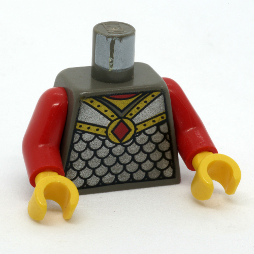 Torso Armor, Scale Mail with Red Diamond Amulet Print, Red Arms, Yellow Hands