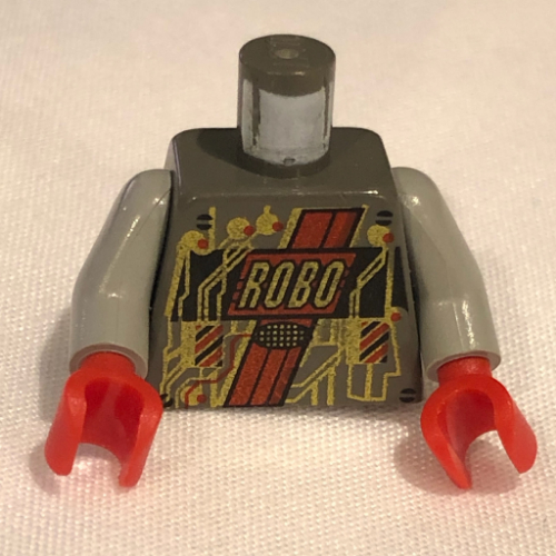 Torso Gold Circuitry and 'ROBO' Print (Roboforce), Light Gray Arms, Red Hands