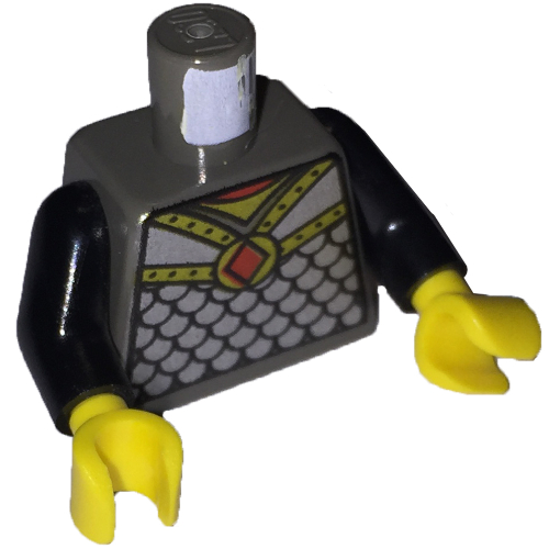 Torso Armor, Scale Mail with Red Diamond Amulet Print, Black Arms, Yellow Hands