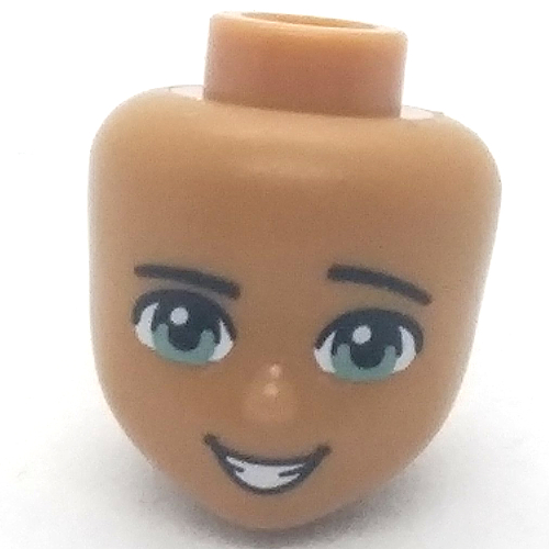 Minidoll Head with Sand Green Eyes, Open Smile, Teeth