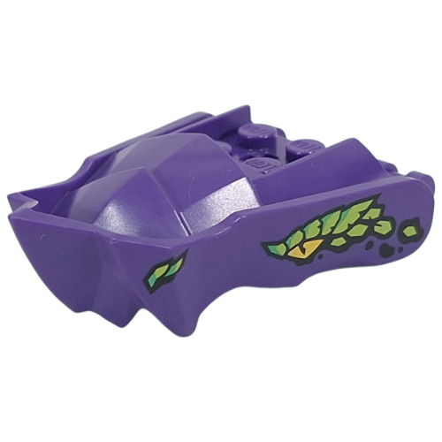 Creature Body Part, Dragon Head Lower Jaw with Pointy Chin with Yellow Eye, Lime/Green Scales print