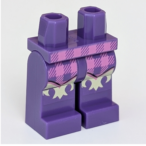 Hips and Dark Purple Legs with Bright Pink Checkered Pattern with Gold Ruffles/Fringe print