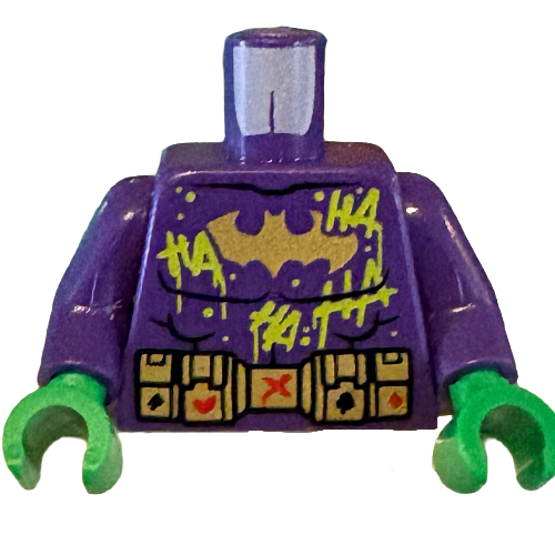Torso, Gold Batman Logo, Utility Belt with Playing Cards, Lime 'HA HA HA HA' print, Dark Purple, Bright Green Hands