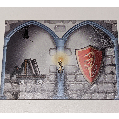 Backdrop with Castle Interior with Shelf and Shield / Castle Exterior with Window and Tree Print