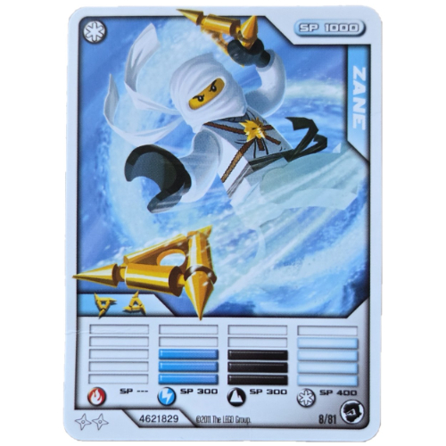 Trading Card, Ninjago Deck #1: 8 - Zane - North American Version