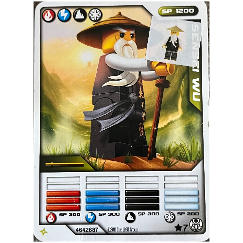 LEGO part Trading Card, Ninjago Deck #1: *7 - Sensei Wu (Black Outfit) - North American Version