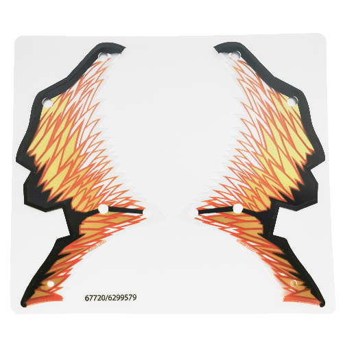 LEGO part Wings, Dragon, Yellow and Orange Scales, Black Edges Print [Complete Sheet]