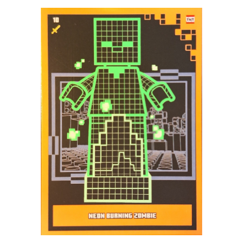 Trading Card, Minecraft Series 2 Boom-Bastic, Standard Card - Neon Burning Zombie