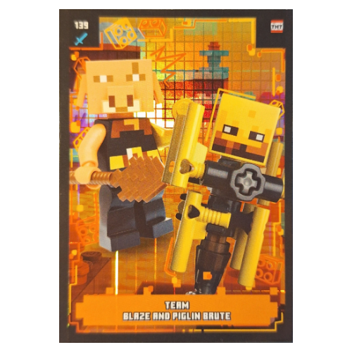 Trading Card, Minecraft Series 2 Boom-Bastic, Standard Card - Team Blaze and Piglin Brute (Foil)