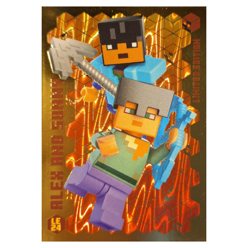 Trading Card, Minecraft Series 3 On Fire, Gold Card - Alex and Sunny