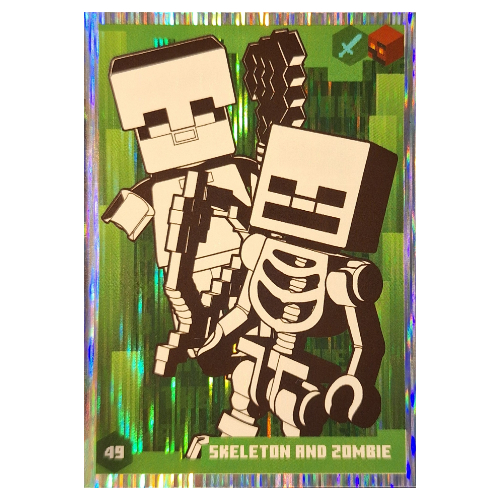 Trading Card, Minecraft Series 3 On Fire, Standard Card - Skeleton and Zombie (Foil)