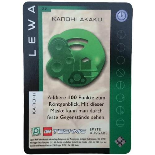 Trading Card, Bionicle Game: QftM - 77 Great Masks - Lewa - Kanohi Akaku