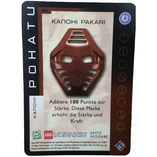 Trading Card, Bionicle Game: QftM - 83 Toa - Great Masks - Pohatu - Kanohi Pakari