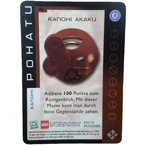 Trading Card, Bionicle Game: QftM - 87 Toa - Great Masks - Pohatu - Kanohi Akaku