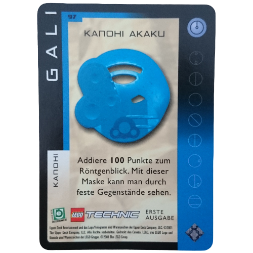Trading Card, Bionicle Game: QftM - 97 Great Masks - Gali - Kanohi Akaku
