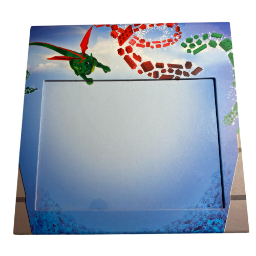 Picture Frame, Green Dragon and Red and Green Swirling Bricks Print