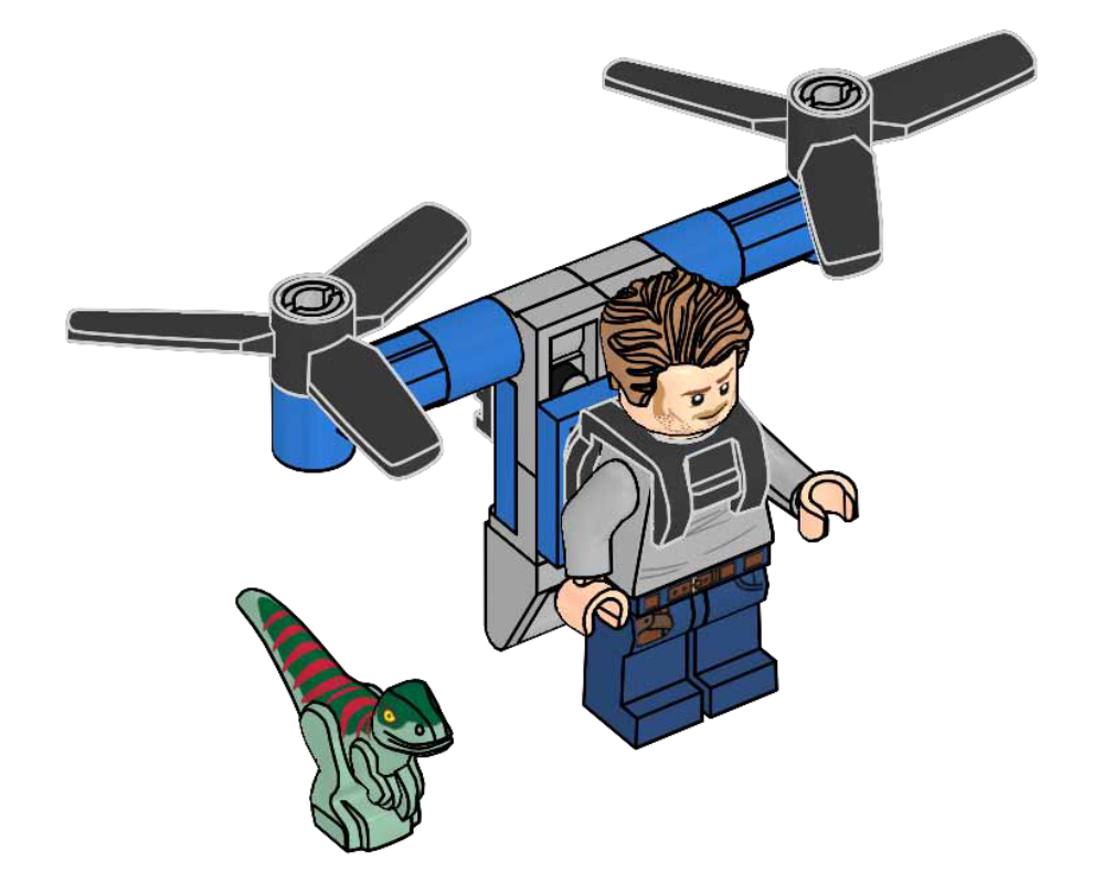 Main image of LEGO Owen with Jet Pack and Raptor (122328-1)