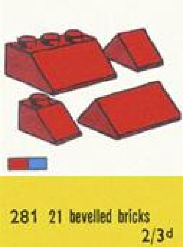 Main image of LEGO 1 x 2 and 3 x 2 Sloping Bricks, Red (281-1)