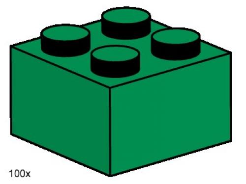 LEGO 2 x 2 Dark Green Bricks