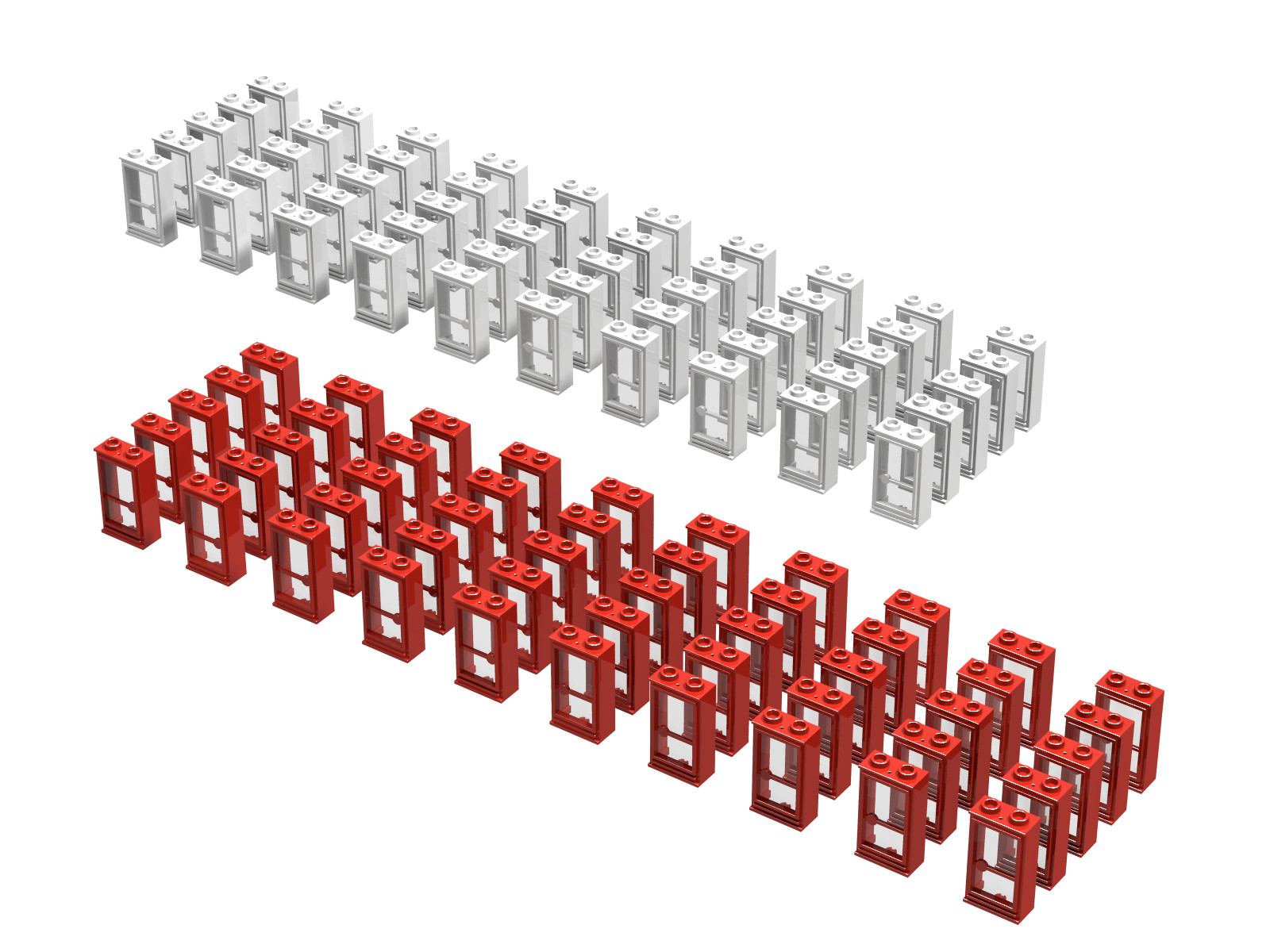 LEGO 1 x 2 x 3 Doors Refill, Red or White