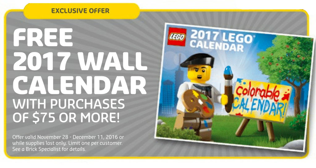 LEGO 2017 Colorable Wall Calendar