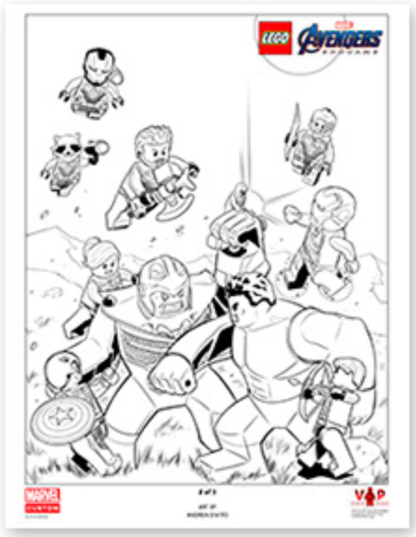 LEGO Avengers: Endgame Black & White Art Print (Signed Sketch)