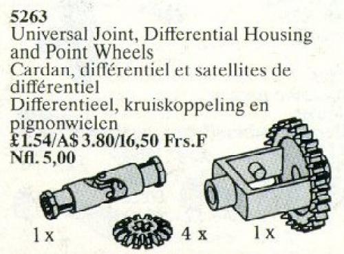 LEGO Universal Joint, Differential Housing, and Point Wheels