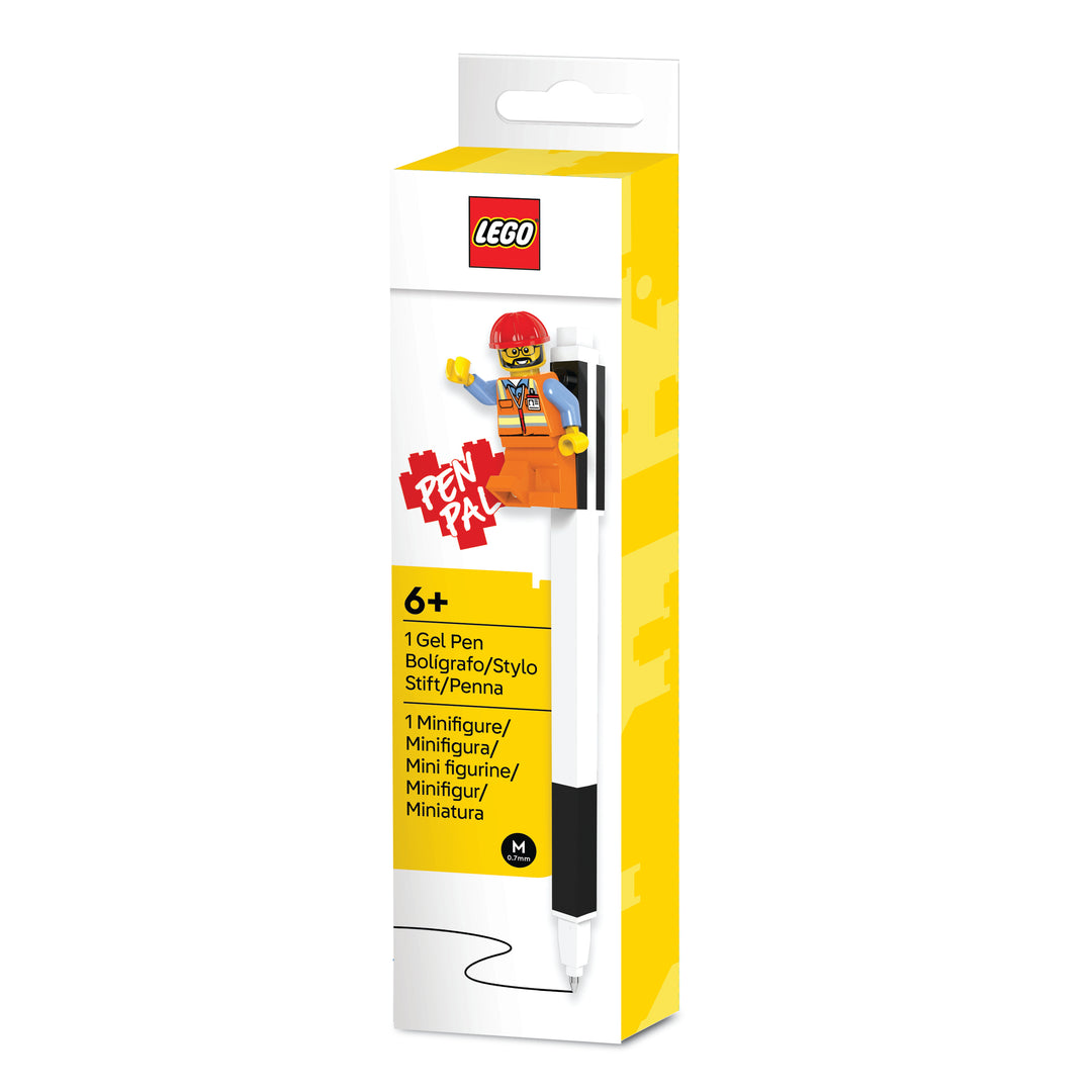 Pen Pal Gel Pen with Construction Worker Minifigure (Black)