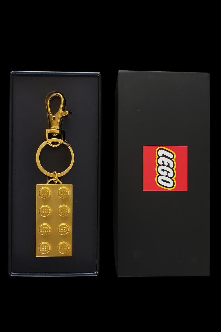 LEGO 2 x 4 Plate - Chrome Gold Key Chain in Presentation Box