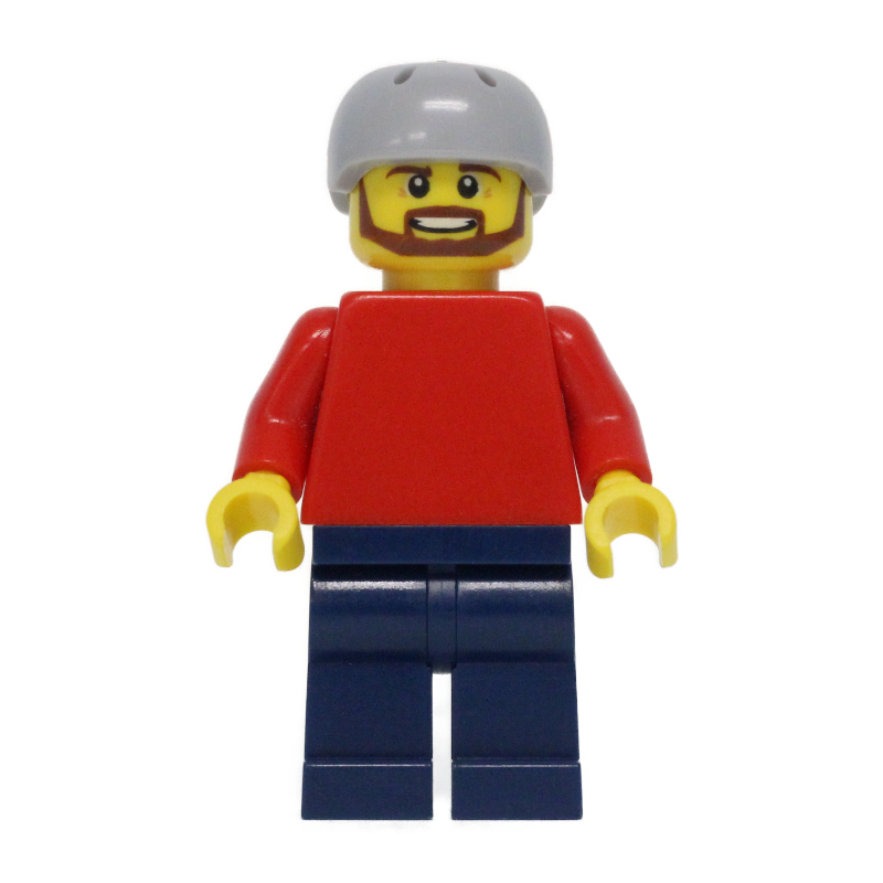 Red Torso, Dark Blue Legs, Light Bluish Gray Helmet