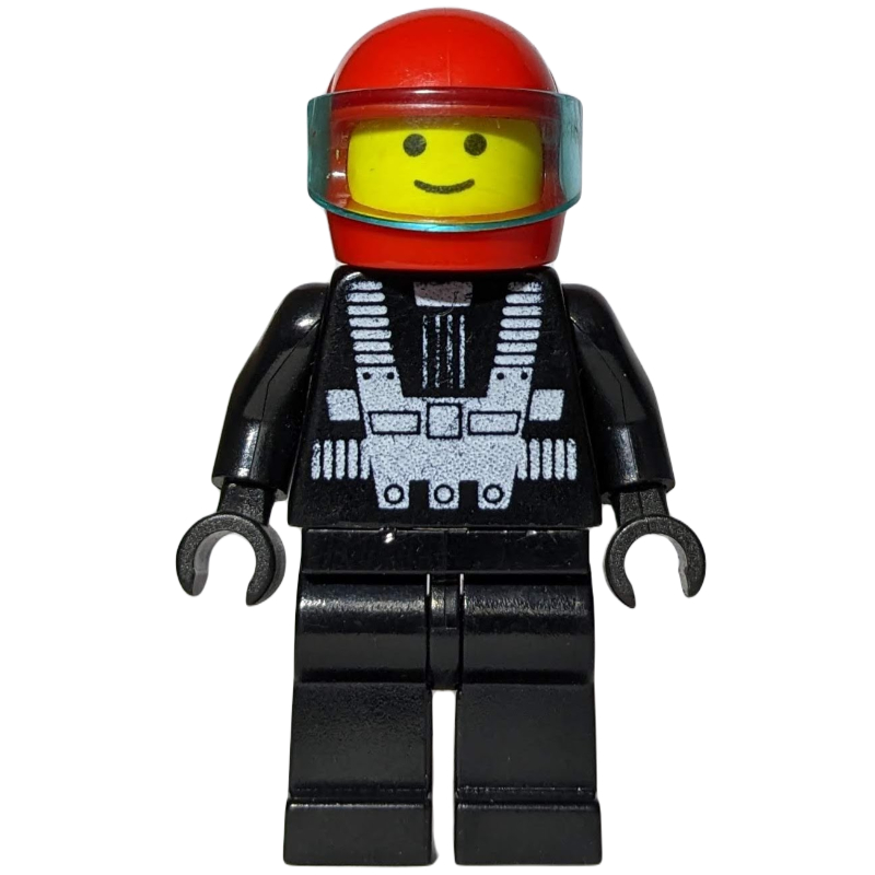 Minifigs Racer, Blacktron Top, Red Helmet with Visor (FIG-001025)