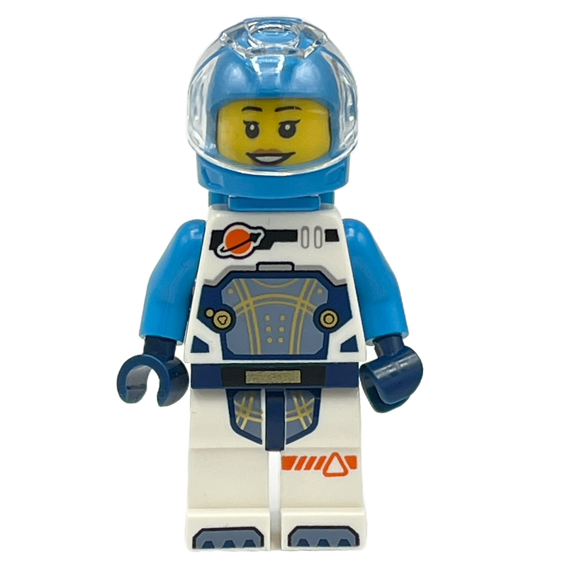 Astronuat, White and Dark Blue Spacesuit, Dark Azure Backpack and Helmet, Earpiece