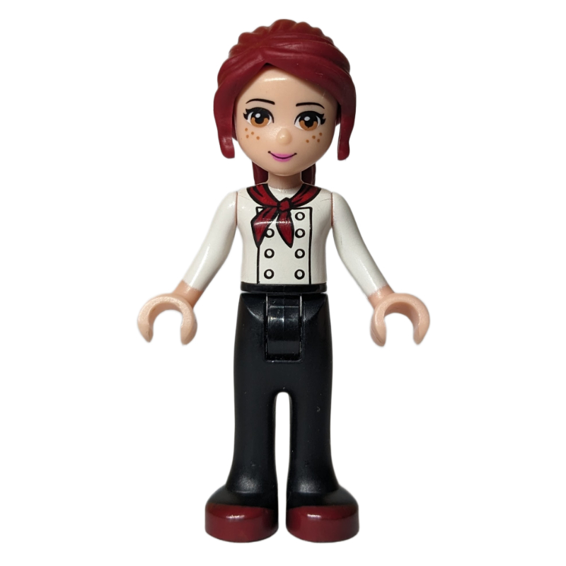 Mia - White Chef Jacket, Black Pants