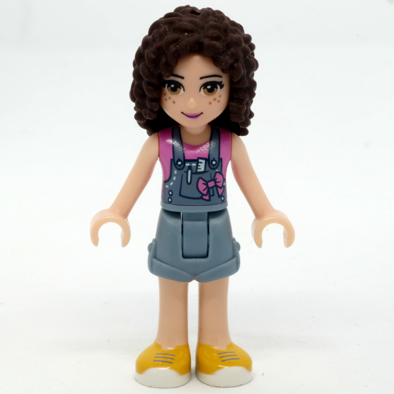 Laurie - Dark Pink Top, Sand Blue Overall