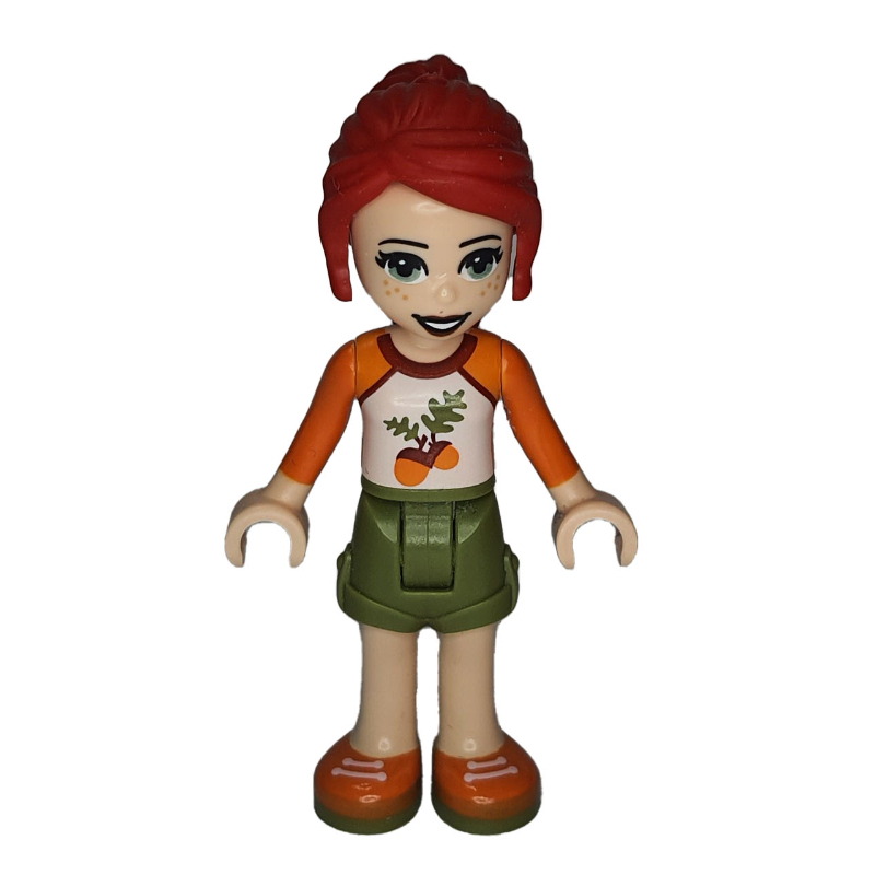 Mia - White/Orange Top, Olive Green Skirt