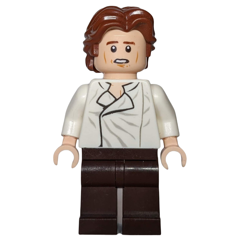 Han Solo, White Shirt, Dark Brown Legs, Dual Sided Head Open Mouth / Closed Eyes, Ruffled Hair