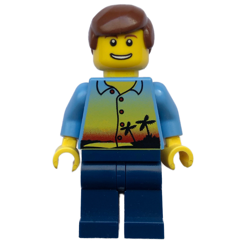 Man - Hawaiian Shirt, Dark Blue Legs