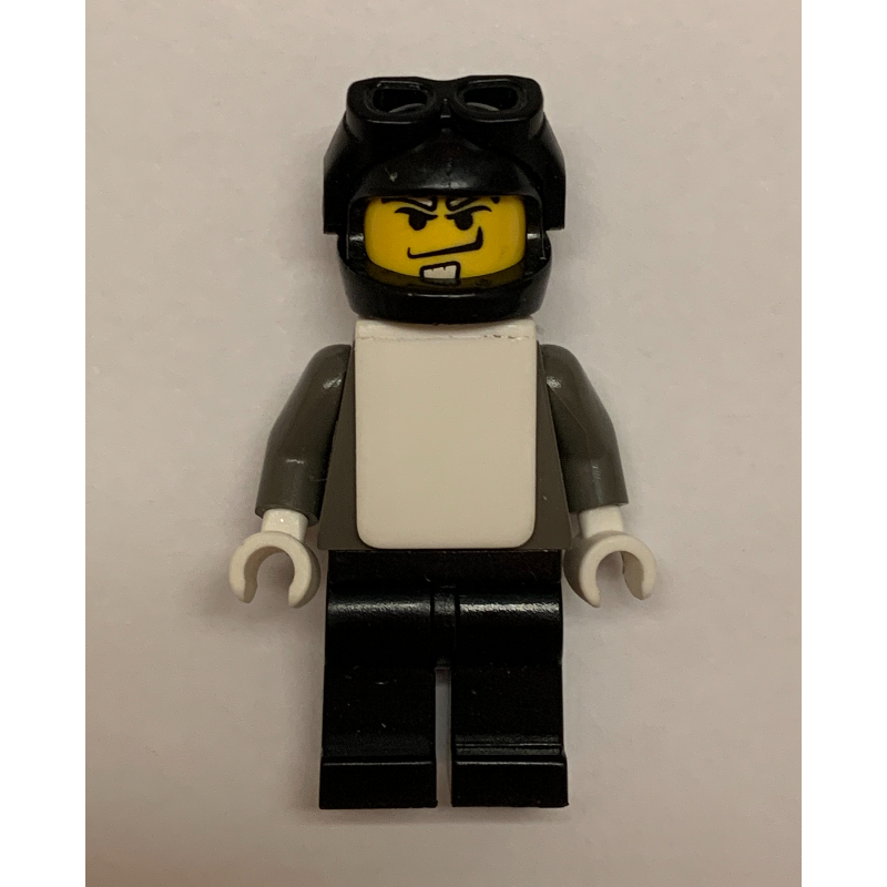 Snowboarder, Dark Gray, Black Helmet, White Vest