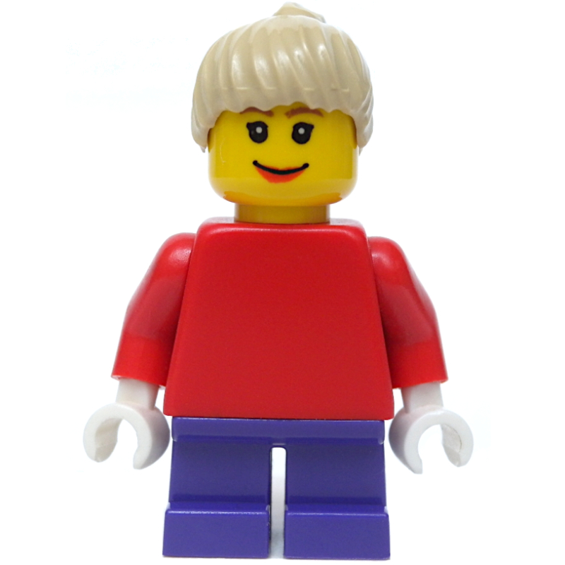 Girl, Plain Red Torso, Short Dark Purple Legs, Tan Hair (3626bpr0043 Head)