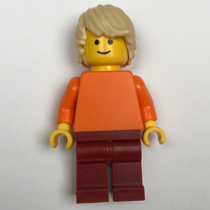 Man, Plain Orange Torso, Dark Red Legs, Tan Hair