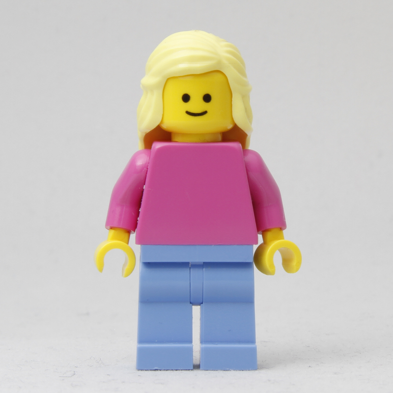 Woman, Plain Dark Pink Torso, Medium Blue Legs, Bright Light Yellow Hair