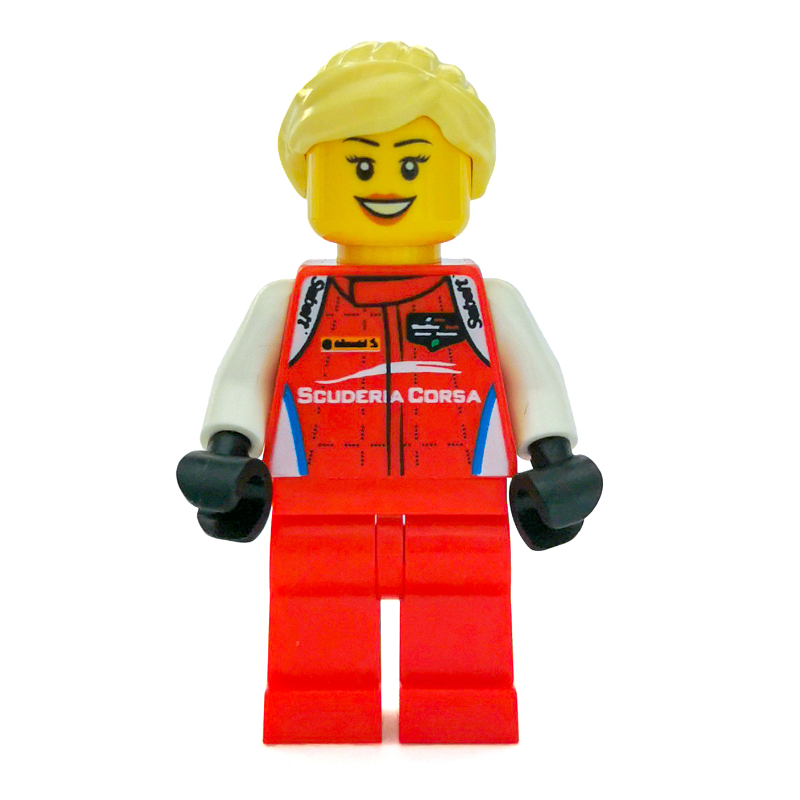 Race Driver, Red Torso, Red Legs, Black Helmet, Ferrari, Bright Light Hair