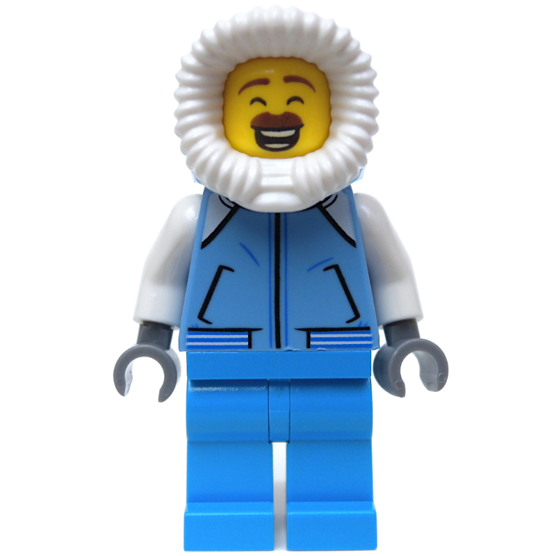 Man, Medium Blue Jacket, Dark Azure Legs, Hood, Moustache