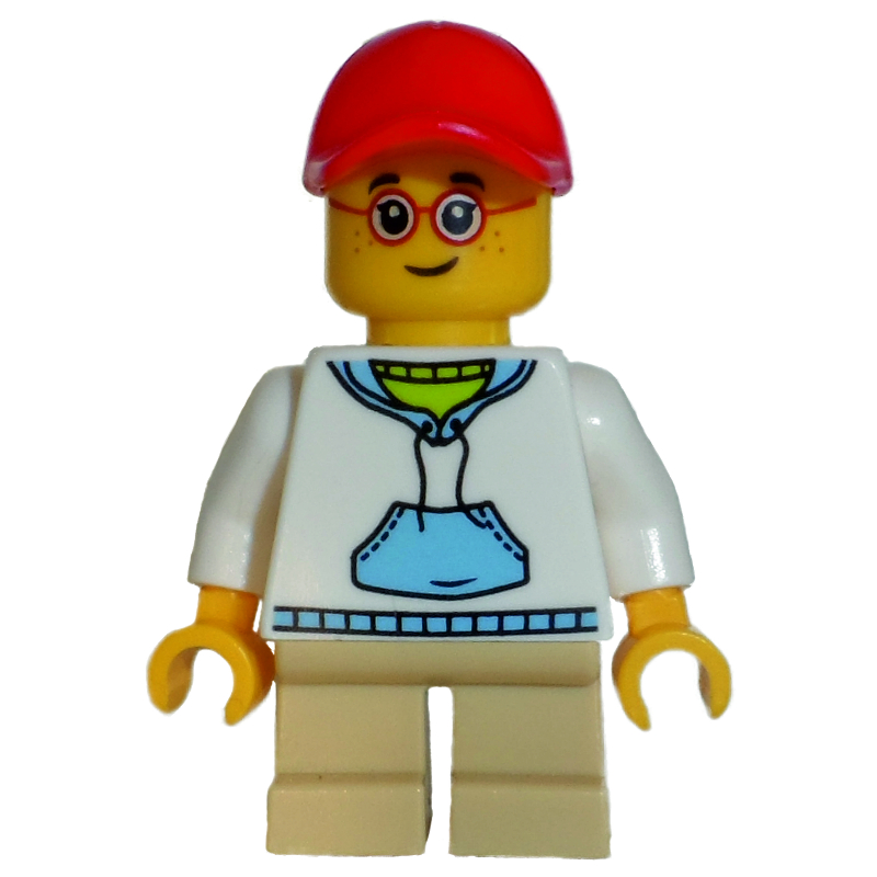 Kid - White Torso, Tan Legs, Red Cap